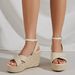 Women's Shoes Large Size Spring And Summer High Heels All Match Thick Soled Platform Shoes One Word Buckle Strap Straw Bottom Wedge Sandals_vogvips.com