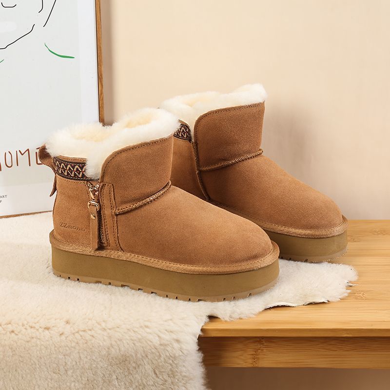 Women's Shoes Side-Zip Snow Boots – Shearling Lined Winter Shoes (Waterproof & Slip-Resistant)_vogvips.com
