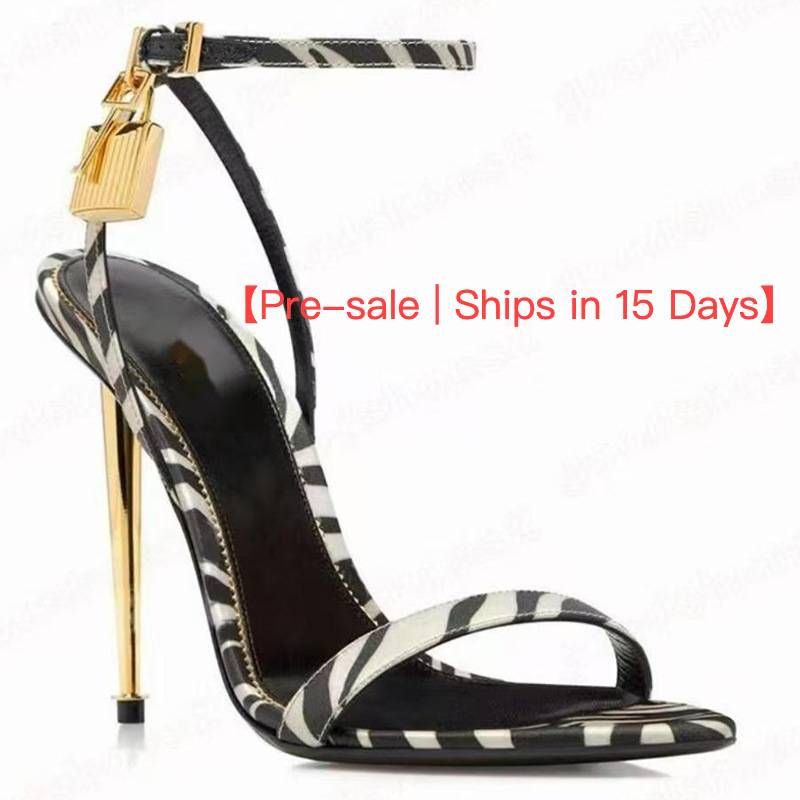 【Pre-sale | Ships In 15 Days】Women's Shoes Ins Fashion Catwalk One Line Buckle Sexy Sandals Electroplated Heel Iron Heel_vogvips.com