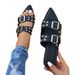 2026 New European And American Fashion Double Buckle Punk Style Rivet For Women Versatile Casual Comfortable Flat Beach_vogvips.com