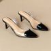 Ladies New Pointed Shallow Mouth Love Stitching PVC High Heel Sandals_vogvips.com