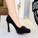 French High Heels For Women, Pointed And Pleated Bow, Waterproof Platform, Thick Heel, Banquet Style, Super High Heels, Single Shoes_vogvips.com