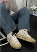 Thick-soled White Sneakers For Women, Casual And Versatile In Hong Kong Style, American Retro Distressed Tennis Dirty Board Shoes_vogvips.com