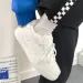 All White Faux Leather Platform Skate Sneakers Lace Up Breathable Low Top Casual Walking Shoes For Women_vogvips.com
