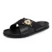 Trendy Versatile Men's Slippers Soft Sole One-Piece Genuine Leather Beach Cross Strap Casual Shoes Summer 2024_vogvips.com