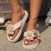 Beach Flip-flops Cute Flower Bow Decoration Casual Flat Shoes For Women Slides New Summer Slippers Outdoor_vogvips.com