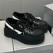 (Dingji) 2025 New SMFK Thick Soled Canvas Shoes, Summer Cowhide Night Shooting Star Sneakers, Black And White_vogvips.com