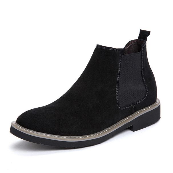 Men's Fashion Chelsea Boots With Hidden Wedge – Slip-Resistant & Comfortable Mid-Calf Boots For Autumn & Winter (Black/Grey, Sizes 38-46)_vogvips.com