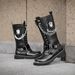 European Warm Series Spring And Autumn Korean Style Hidden Heel Martin High Tube Denim Motorcycle Men's Long Punk Stage Performance Leather_vogvips.com
