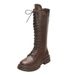Retro Thick Sole Side Zipper Riding Boots High Boots Autumn New Style plus Size British Style for Women_vogvips.com