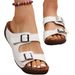New Large Thick Bottom Belt Buckle One Word Slippers For Women, Slope Follow, Stitching, Open Toed Beach Sandals_vogvips.com