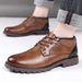 HPIOPL Men's Classic Martin Boots - Vintage Style Work Boots With Side Zipper & Metal Accents, Comfortable Round Toe, PU Leather_vogvips.com