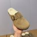 Sangpo Wool Closed-Toe New Slip-On Lazy Women's Genuine Leather Fur Half Slippers_vogvips.com