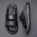 The First Layer Of Cowhide Cloth Slippers Men's 2026 Summer Wear Sandals Men's Thick-bottomed Beach Trend Two-word Slippers_vogvips.com