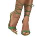 Women's Green High Heel Sandals Party Fashion Stiletto Pointed Toe Lace Up High Heels_vogvips.com