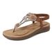 Women's Shoes Outside Flower Pattern Rhinestone Sandals Flat Large Size Sandals_vogvips.com