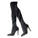Elegant Pointed Toe Over The Knee Boots With Rhinestones - Stretchy High Heel Fashion Boots For Women, Nightclub & Runway_vogvips.com