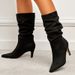 2023 Spring Plus Size Runway Wrinkled Slip-On Suede Stiletto Heel Women's Boots_vogvips.com