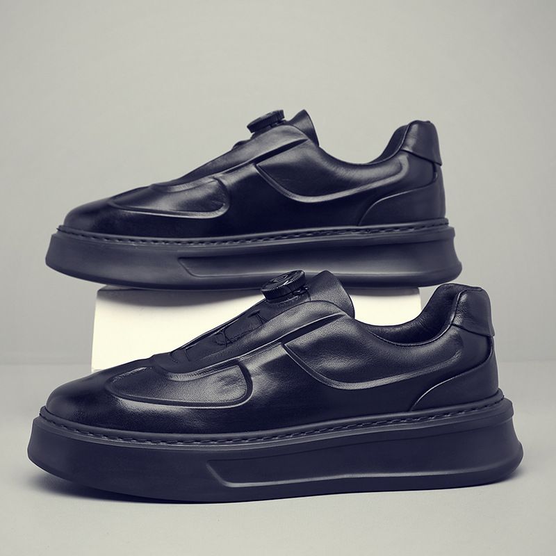 Men's Genuine Leather White Sneakers Platform Breathable Casual Board Shoes Comfortable Lightweight Fashion Trendy Sports_vogvips.com