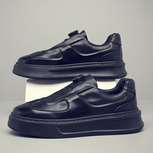 Men's Genuine Leather White Sneakers Platform Breathable Casual Board Shoes Comfortable Lightweight Fashion Trendy Sports_vogvips.com