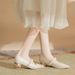 Jane Elegant Basics Casual Business Wedding Party Niche Pointed Satin Single Women S Thick Heels Flat Bridesmaid Shoes_vogvips.com