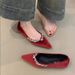 Temperament Rhinestone Pointed Single Shoes Women's French Sweet Velvet Red Light Mouth Soft Sole Evening Shoes_vogvips.com