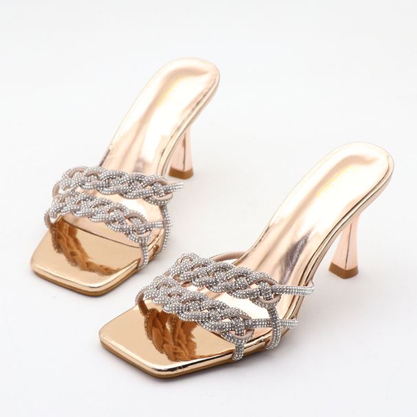 Women's Shoes New Summer Sexy Pointed Toe Rhinestone Stiletto Heels, Simple And Versatile Solid Color Plus Size Women's Shoes._vogvips.com
