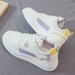 New Women S Casual Sneakers White Comfortable Platform Sports Shoes Color Blocking Wholesale_vogvips.com