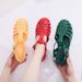 Summer Women's Open-toe For Outdoor Wear, Plastic Flat Sa, Versatile Hollow-out Beach Shoes, Candy-colored Roman_vogvips.com