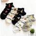 3/5 Pairs Of Women's With Hamburger, Pizza, Fries Designs, Cute Girls' Ankle Thin Breathable Socks Spring, Summer, And_vogvips.com