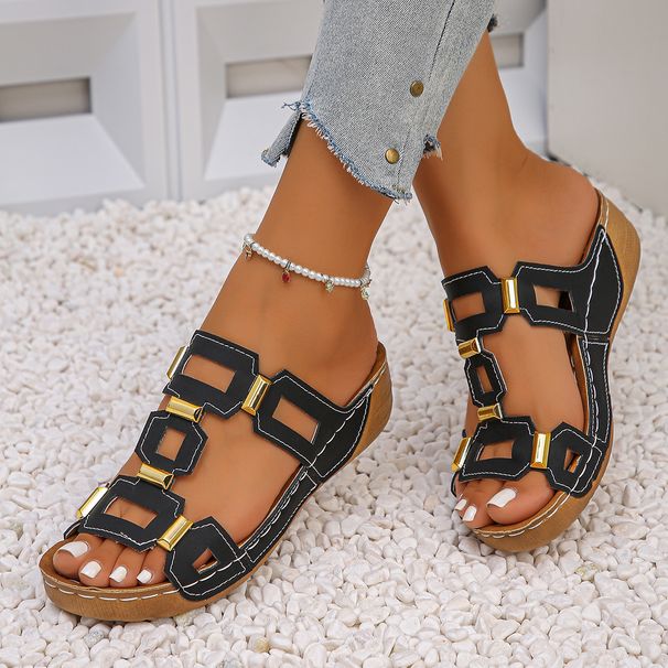 Large Size Roman Style Women's Sandals Open Toe Beach Slippers Summer Wedges Comfortable Outdoor Slip-On Shoes For Women_vogvips.com