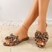 Leopard Print Bowknot Slippers For Women 2026 New Export Square Toe Flat Low Heel Casual Outdoor Wear Ladies Sandals_vogvips.com