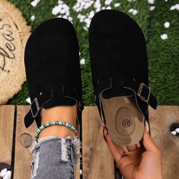 Cork Roman Style Casual Shoes Slip On Comfortable Lazy Half Slippers Trendy Large Size Sandals Slides Women 260112_vogvips.com