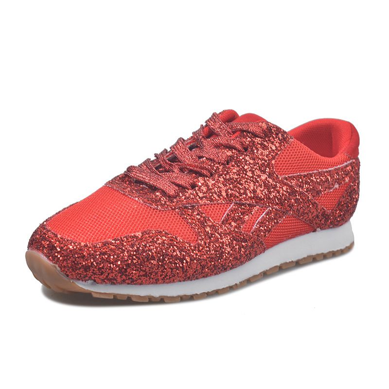 2025 New Autumn Sports And Leisure With Sequined Sponge Heels, Breathable Rhinestone Thick Sole, Student Size Women's_vogvips.com