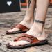 Large Herringbone Outerwear Casual Handmade Slippers, Clamp Feet, Men's Beach Sandals_vogvips.com