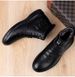 Sewing Line Flat Heel Casual Men's Black Martin Boots Front, Solid Color Shoes_vogvips.com