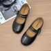 Cameido Retro Round Toe Mary Jane Shoes For Women Spring Double Strap Buckle Flat Heel Height Increasing Single Shoes_vogvips.com