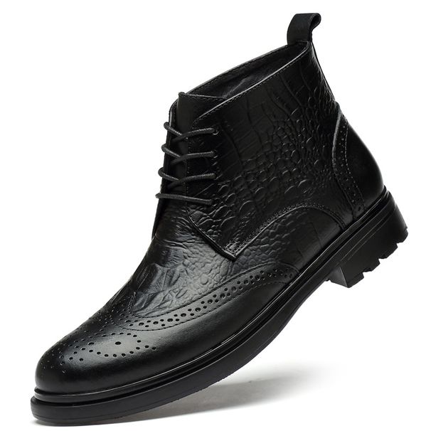 Martin Boots Men's Short Boots High Top Leather Shoes Men's Medium Top Chelsea Boots Men's Boots_vogvips.com