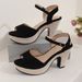 One Line Strap Strap Strap High Heels Braided Straw Sandals Every Fashion Fish Mouth Thick Sole_vogvips.com