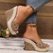plus Size Women's Fashion Sandals European American Style Wedge Heel One Strap Peep Toe_vogvips.com