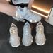 New Women's Fashion Sneakers With Rhinestone Accents – Lightweight, Comfortable & Non-Slip – Available In Sizes 35-43 (Silver/Gold)_vogvips.com