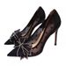 Women S Shoes High Stiletto Heels Versatile Bow Mesh Lace Pointed Toe Pumps Women Wedding_vogvips.com