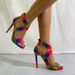 Rainbow Heels 2024 Summer New Walking Show Cross Strap Fashion Thin Color Block High Heel Sandals_vogvips.com