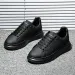 Women Black Platform Skate Shoes Thick Sole Height Increasing Lace Up Leather Casual Daily Walking Sneakers_vogvips.com
