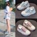 Chunky Sneakers Thick Sole Leather Hollow Out Women Summer 2024 New Retro Lightweight Height Increasing Casual Sports_vogvips.com