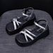 Small Thick-soled Women's Sandals Versatile One-button Fairy Wind Water Diamond Open-toed Women's Sandals_vogvips.com