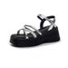 Small Thick-soled Women's Sandals Versatile One-button Fairy Wind Water Diamond Open-toed Women's Sandals_vogvips.com