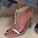 Women's Shoes New Genuine Leather High Heels Women's Stiletto Sandals Sexy Patent Leather Stiletto Sandals Rhinestones One Strap Square Toe Open Toe_vogvips.com