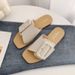 Women's Flat Open Toe Sandals Korean Style Slip On Beach Shoes Square Buckle Versatile_vogvips.com