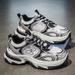 Unisex Chunky Sneakers - Retro White Grey Platform Sneakers, Breathable Mesh 90s Dad Shoes For Casual Streetwear_vogvips.com